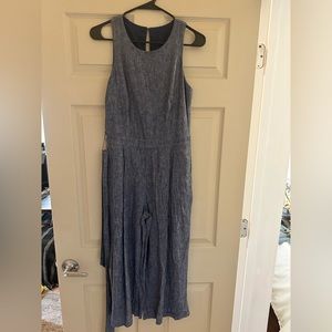 Wide-leg, chambray jumpsuit